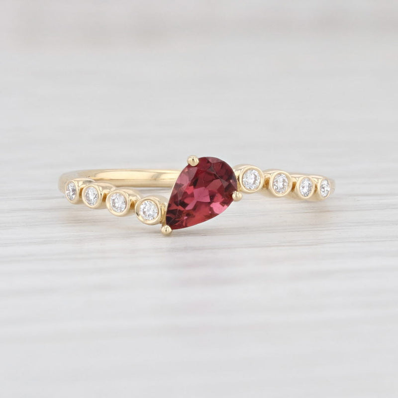 New 0.50ctw Pink Tourmaline Diamond Ring 14k Gold Size 6.5 Bypass Stackable Band