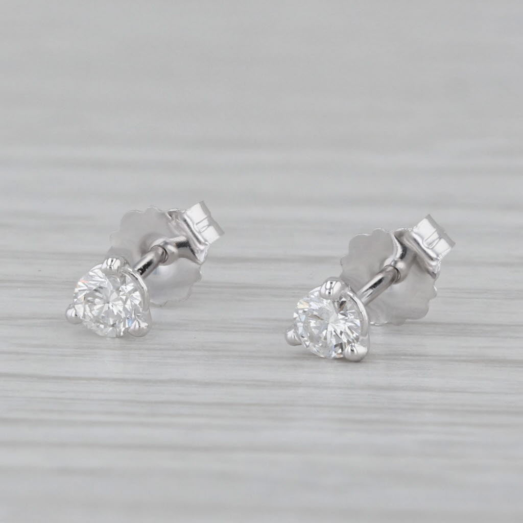 Gray New 0.21ctw VS2 Diamond Stud Earrings 14k White Gold Round Solitaire Studs