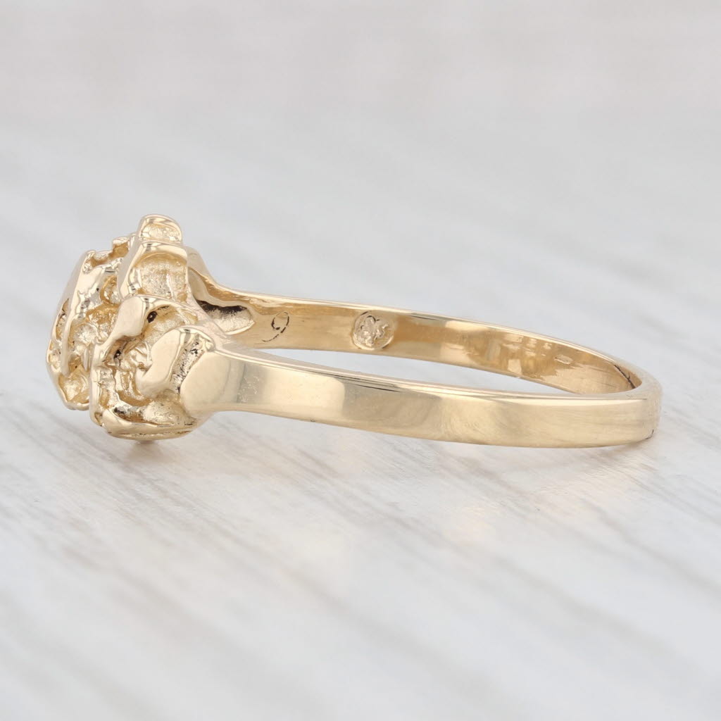 Light Gray Open Work Nugget Ring 18k Yellow Gold Size 9