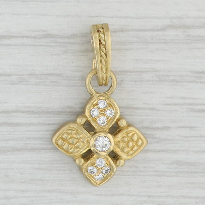 Light Gray 0.20ctw Diamond Flower Enhancer Pendant 18k Yellow Gold Judith Ripka