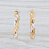 Light Gray New Woven Hoop Earrings Sterling Silver Gold Plating Snap Top Round Hoops