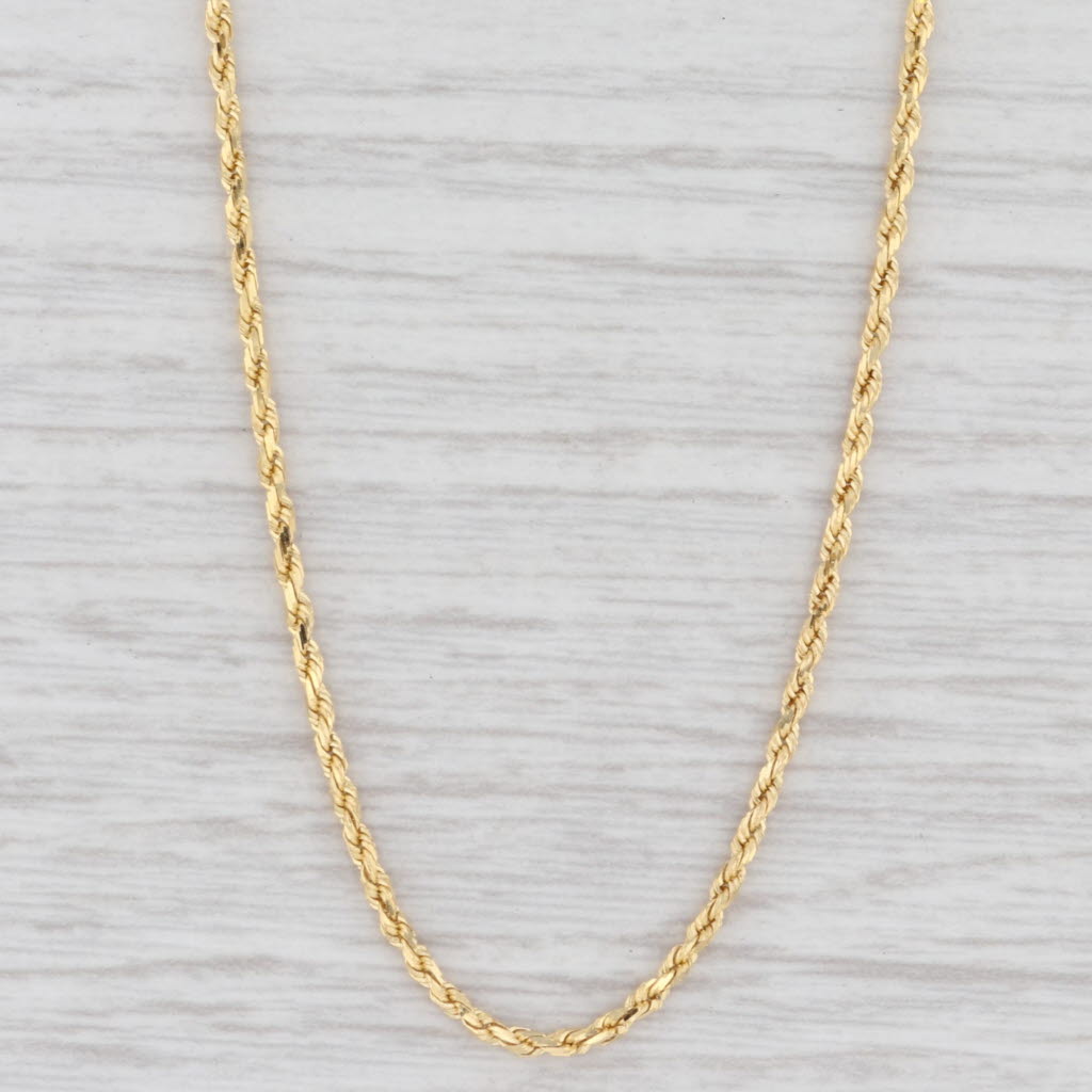 Light Gray New Rope Chain Necklace 14k Yellow Gold 18" 1.4mm Italian