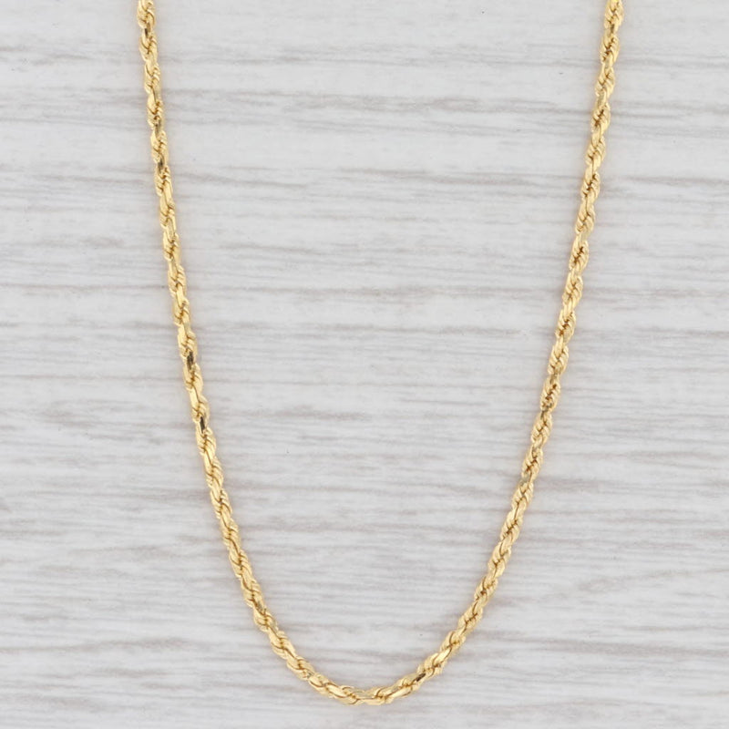 Light Gray New Rope Chain Necklace 14k Yellow Gold 16" 1.4mm Italian