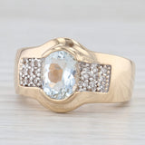 1.90ctw Oval Aquamarine Diamond Ring 14k Yellow Gold Size 7.75