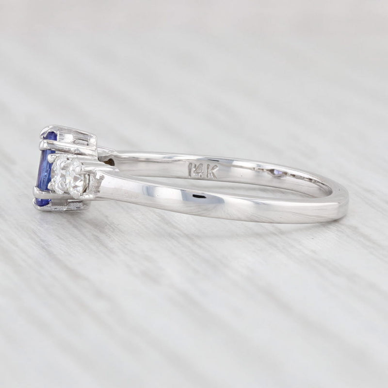Light Gray 0.83ctw Oval Tanzanite Diamond Ring 14k White Gold Size 8.5 Engagement