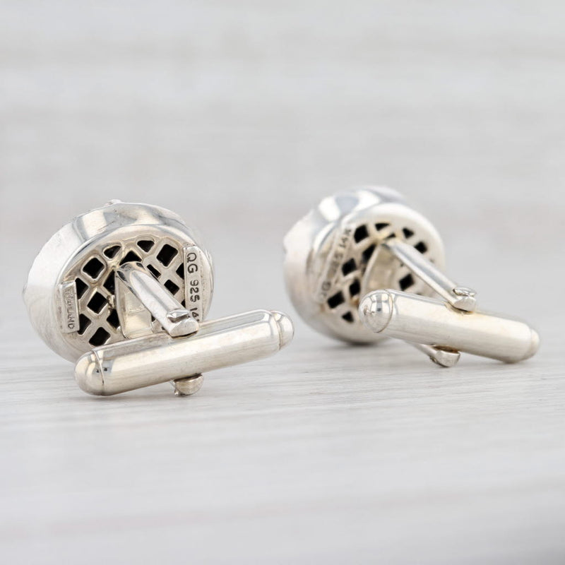 New Black CZ Cuff Links 14k Gold Sterling Silver Mens Suit Accessories Cufflinks