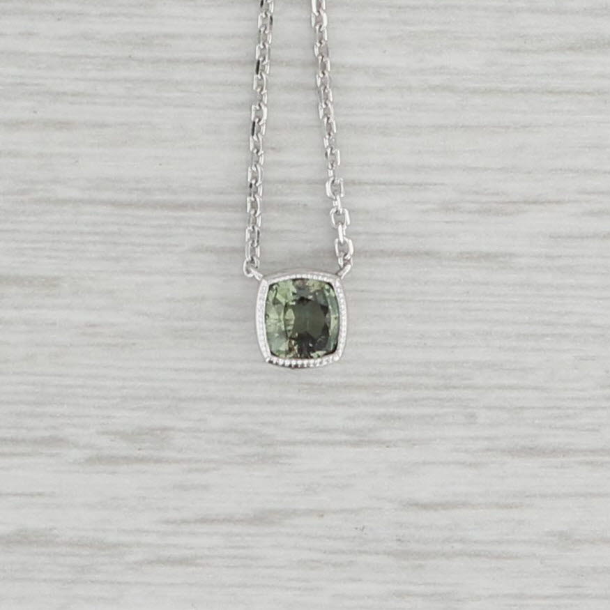 Light Gray New Custom 0.41ct Green Alexandrite Pendant Necklace 14k White Gold 16"