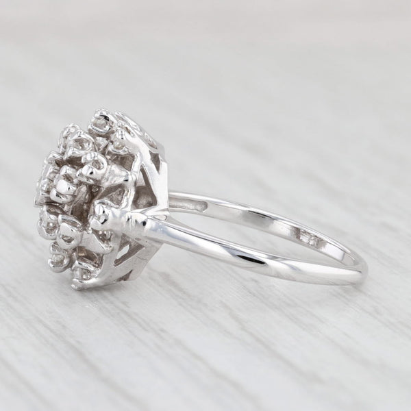 Light Gray Vintage 0.37ctw Diamond Cluster Ring 14k White Gold Size 6.5 Engagement