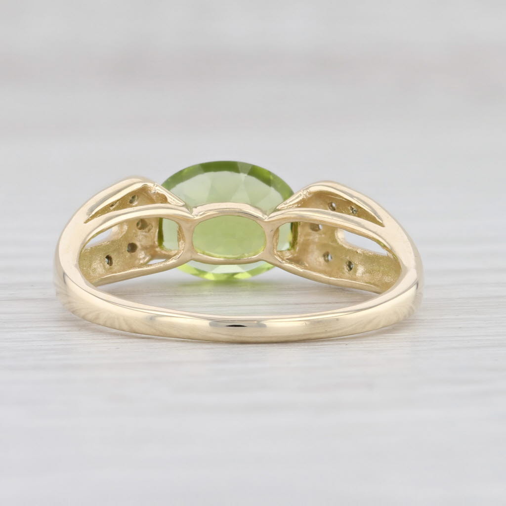 Light Gray 2.65ctw Peridot Diamond Ring 14k Yellow Gold Size 10.25 Oval Solitaire