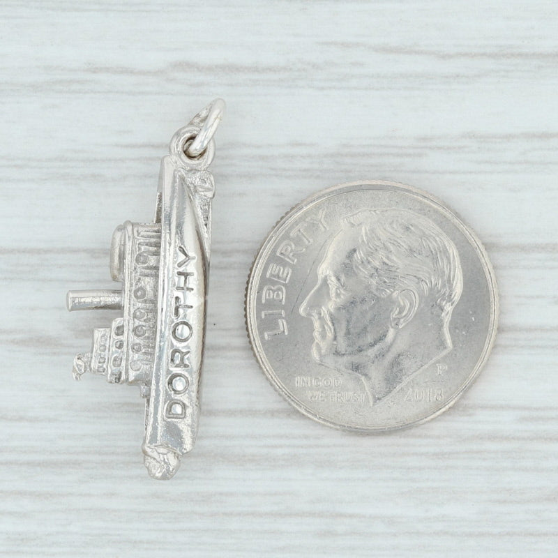 Light Gray Dorothy Ship Charm Sterling Silver 925 Souvenir Nautical Keepsake