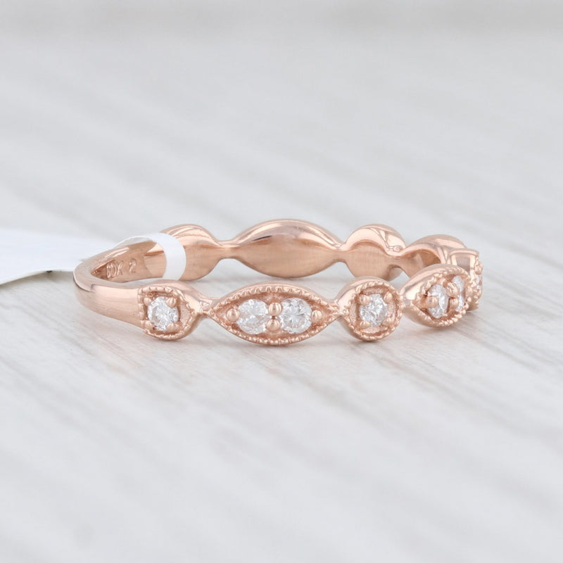New Diamond Stackable Ring 14k Rose Gold Wedding Band Women's Stacking Size 6.75