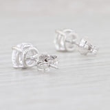 2ctw Lab Created Natural White Colorless Sapphire Stud Earrings 14k White Gold