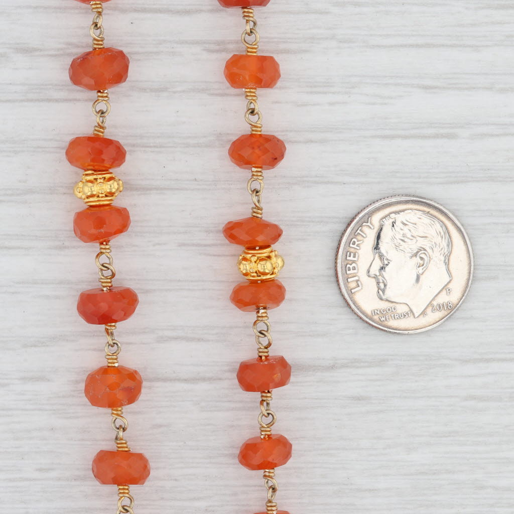 Light Gray New Nina Nguyen Carnelian Bead Necklace Sterling Gold Vermeil Adjustable