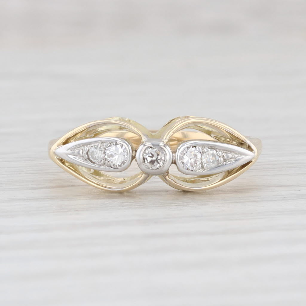 Light Gray Vintage 0.16ctw Diamond Ring 14k Yellow Gold Size 7.5