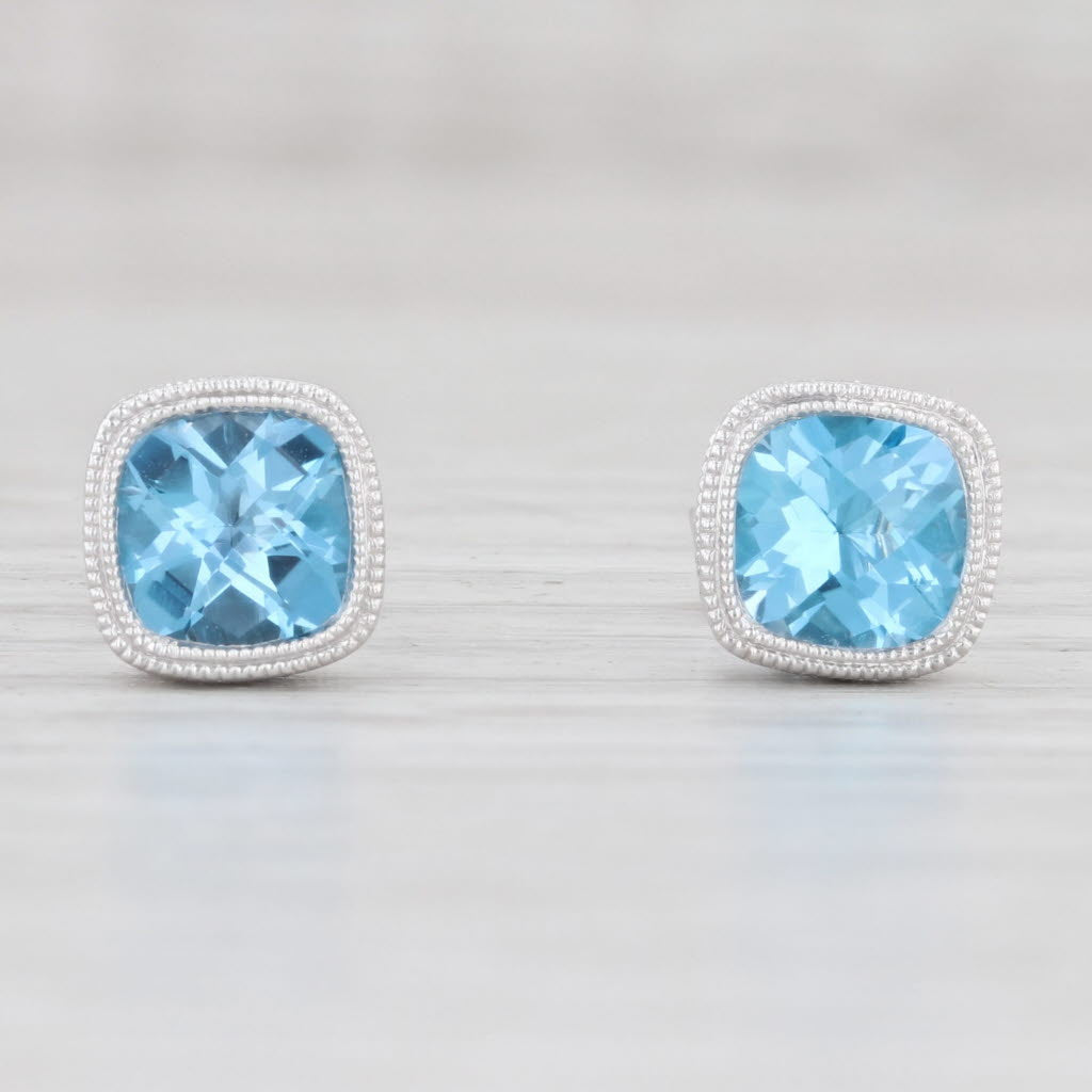 Light Gray New 2.15ctw Topaz Solitaire Stud Earrings 14k White Gold December Birthstone