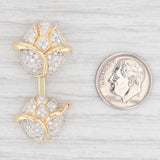 1ctw Pave Diamond Flower Drop Pendant 18k Yellow Gold Statement