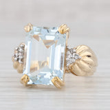 6.95ct Emerald Cut Aquamarine Ring 10k Yellow Gold Diamond Size 5.25