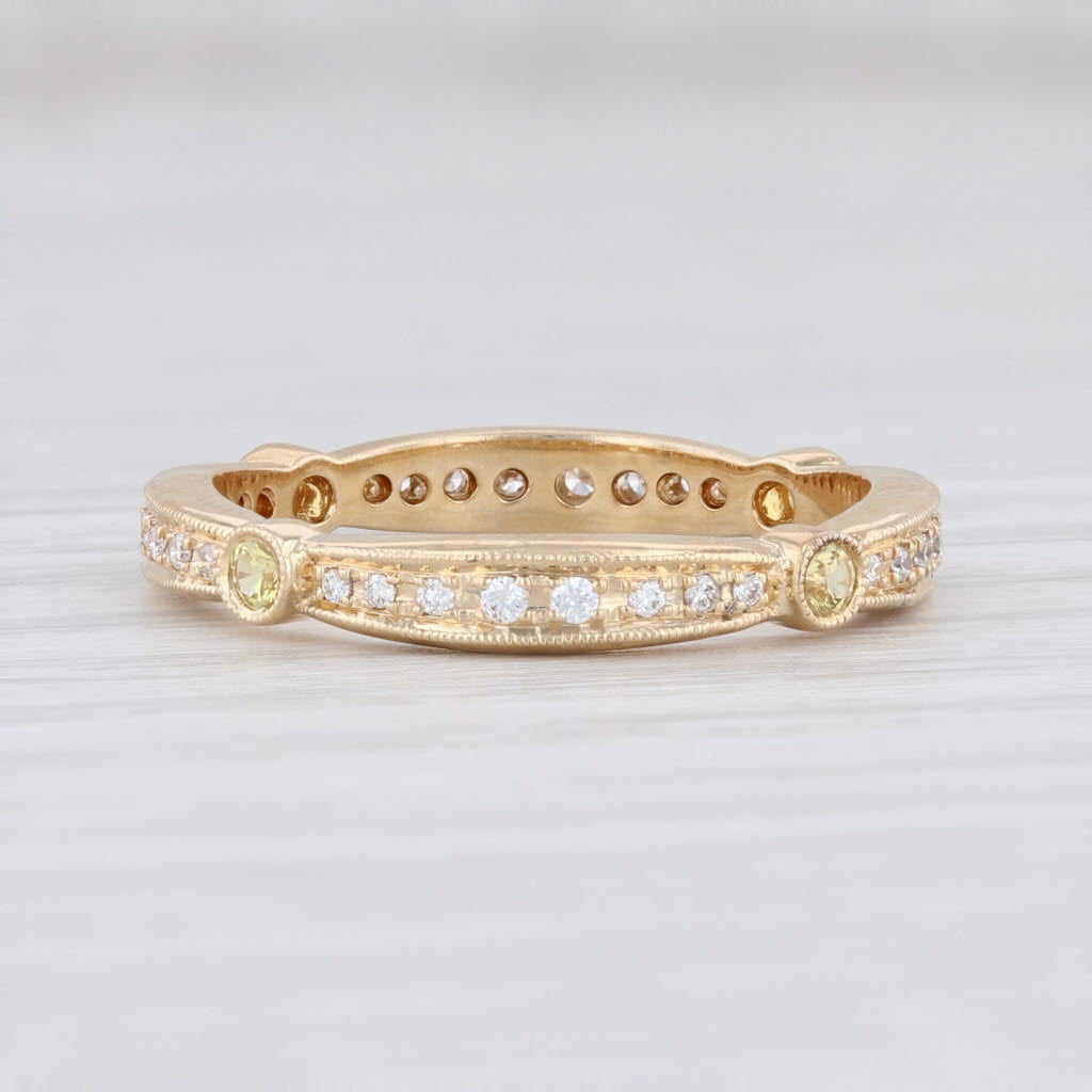 Light Gray New Beverley K Yellow Sapphire Diamond Eternity Ring 14k Gold Stackable Band 6.5