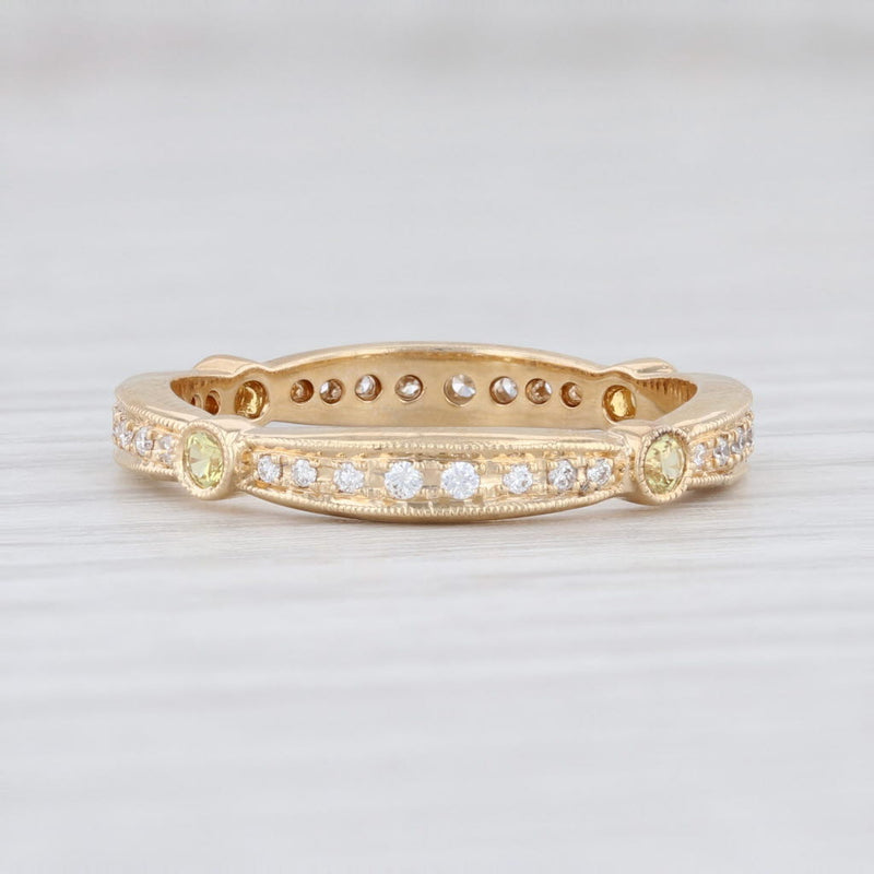 New Beverley K Yellow Sapphire Diamond Eternity Ring 14k Gold Stackable Band 6.5