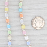 New Multi Color Glass Bead Necklace 16" Strand Sterling Silver Toggle Clasp