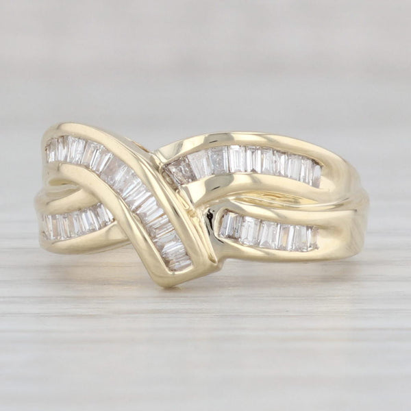 Light Gray 0.42ctw Diamond Knot Bypass Ring 14k Yellow Gold Size 6.25
