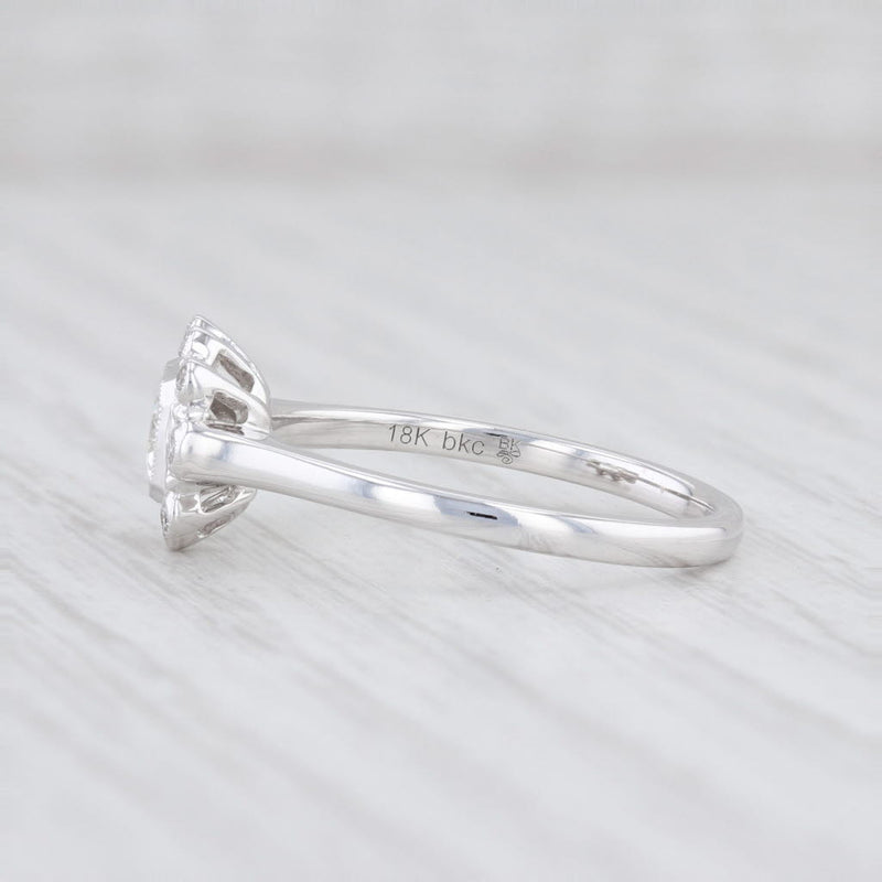 New Beverley K 0.84ctw Sapphire Diamond Halo Ring 18k White Gold Size 6.75