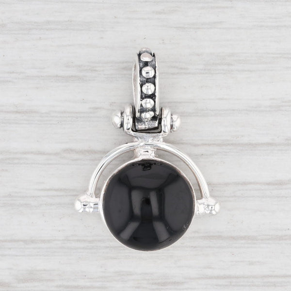 Light Gray New Black Resin Pendant 925 Sterling Silver Mexico Statement B12645