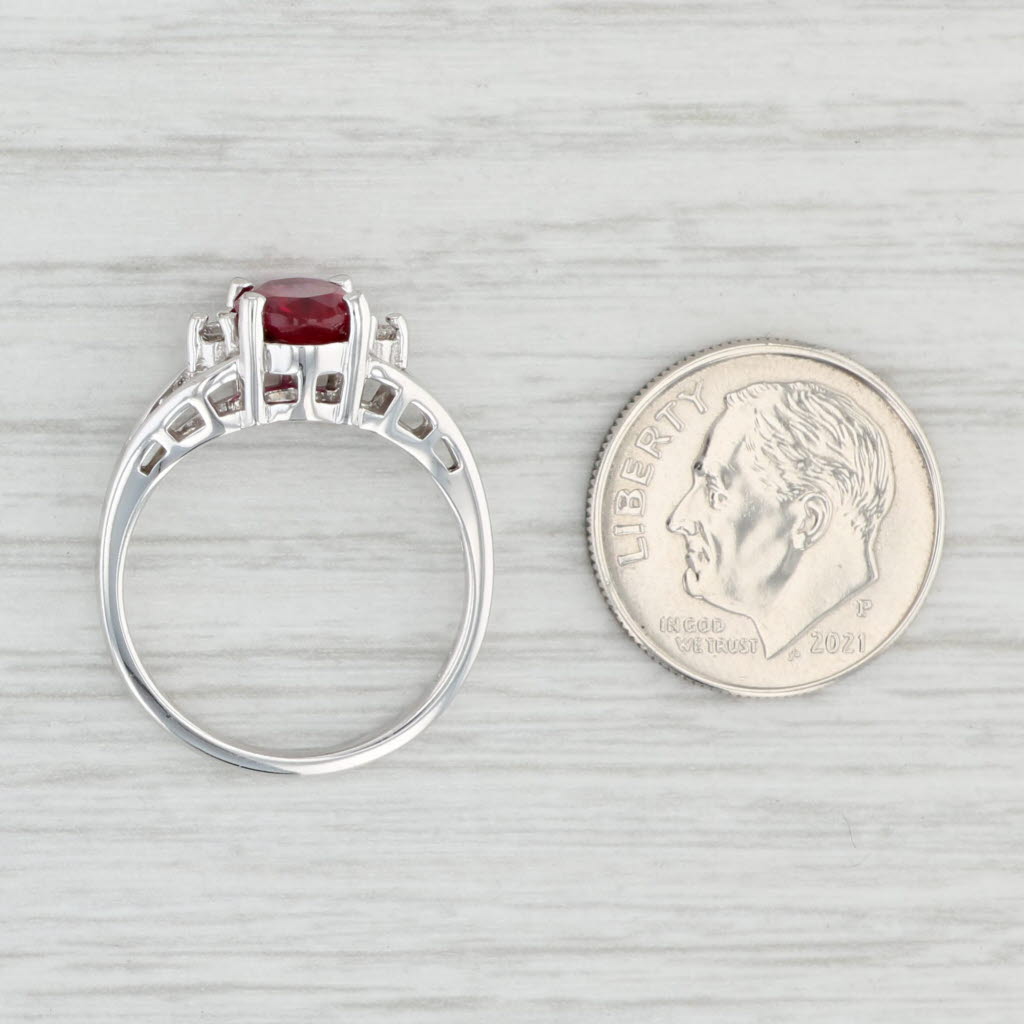 Light Gray 1.66ctw Oval Lab Created Ruby Diamond Ring 14k White Gold Size 6.75