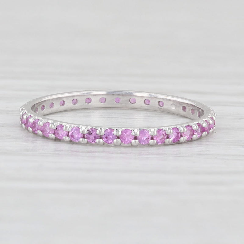 Light Gray New 0.58ctw Pink Sapphire Eternity Ring 14k White Gold Size 6.25 Stackable Band