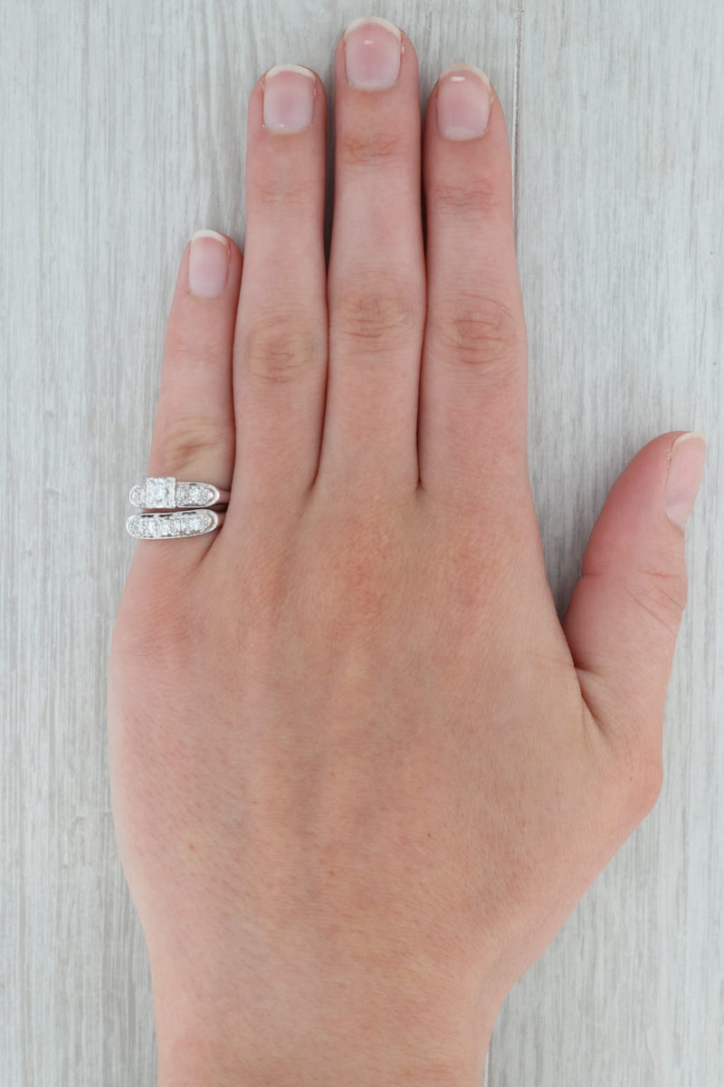 Dark Gray 0.25ctw Diamond Engagement Ring Wedding Band Bridal Set 14k Gold Size 6-6.5