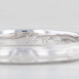 Light Gray Art Deco Floral Wedding Band 14k White Gold Stackable Ring