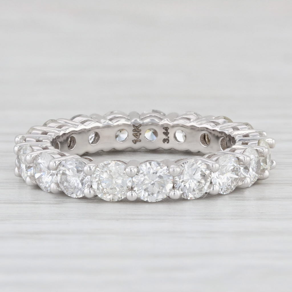 Light Gray New 3.44ctw Diamond Eternity Band 14k White Gold Size 6 Stackable Wedding Ring