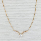 0.25ctw Diamond Cluster V Necklace 14k Yellow Gold 17" Figaro Chain