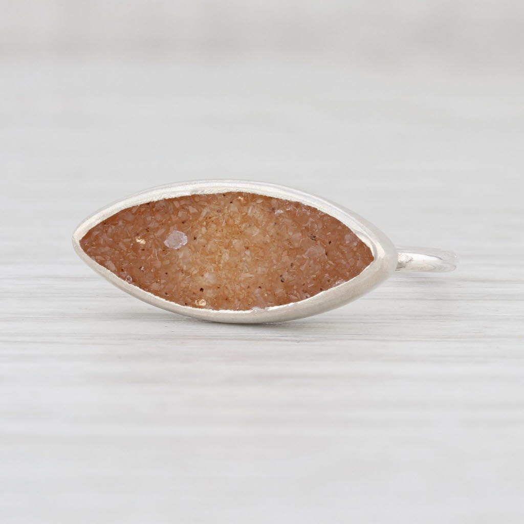 Light Gray New Nina Nguyen Sand Druzy Quartz Ring Size 7 Sterling Silver Solitaire