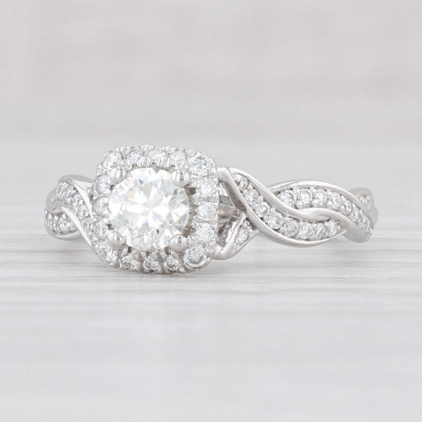 Light Gray 0.75ctw Round Diamond Halo Engagement Ring 14k White Gold Size 6.5