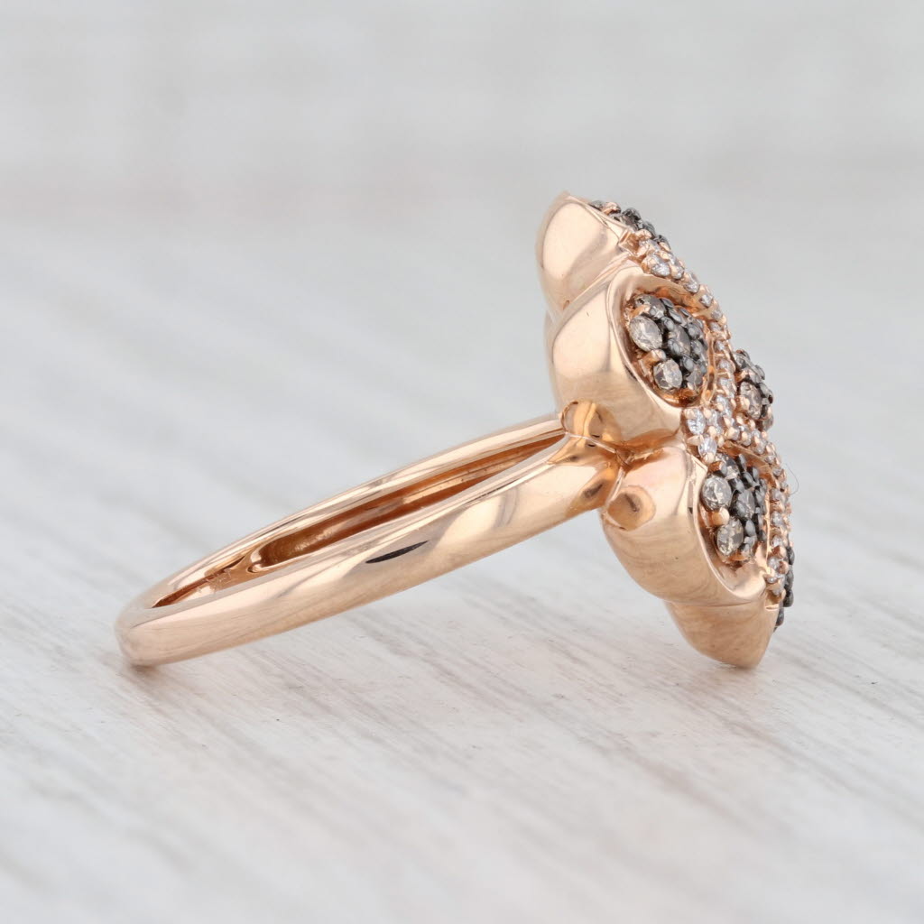 Light Gray 0.59ctw Champagne White Diamond Flower Ring 14k Rose Gold Size 6.75 Cocktail