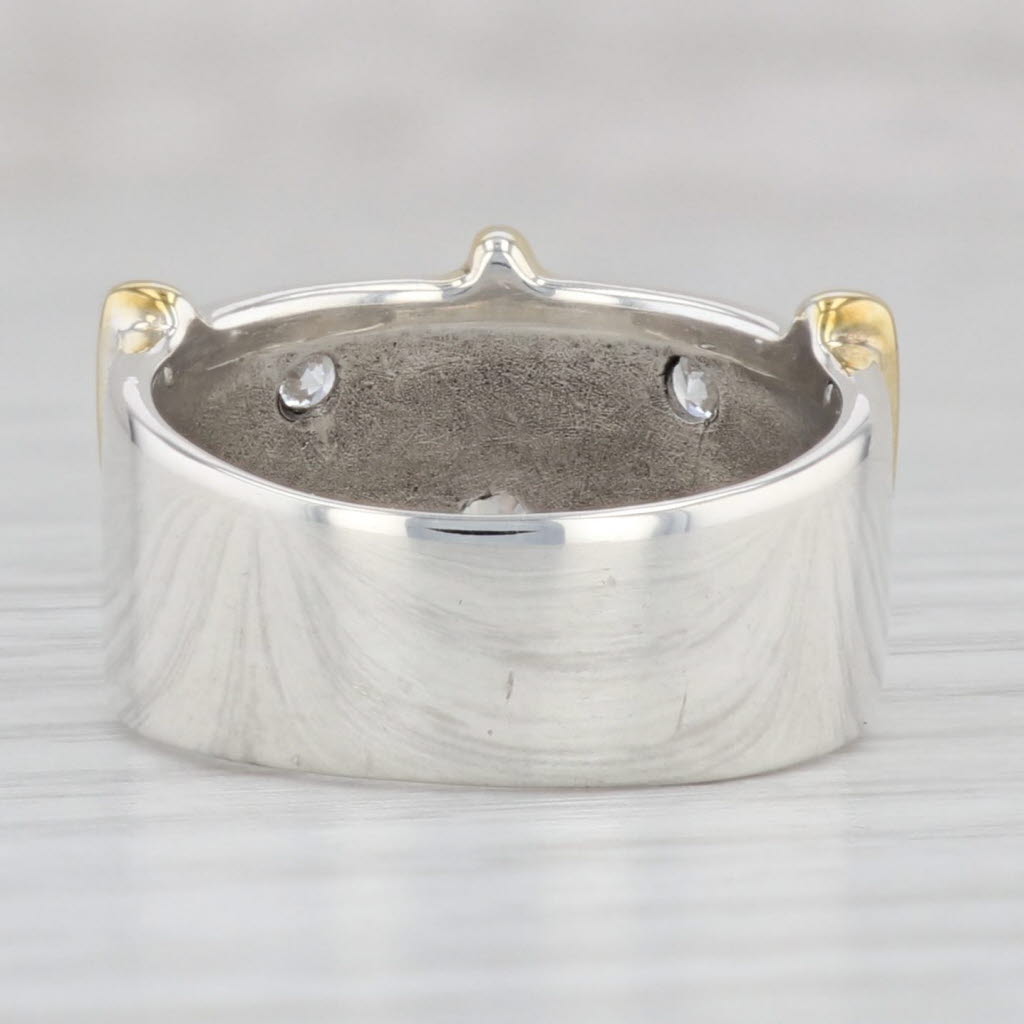 Light Gray 0.30ctw Cubic Zirconia Abstract Ring Sterling Silver Gold Plated Accents Sz 5.5