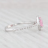1.04ctw Oval Pink Ice Cubic Zirconia Halo Ring 14k White Gold Engagement Style