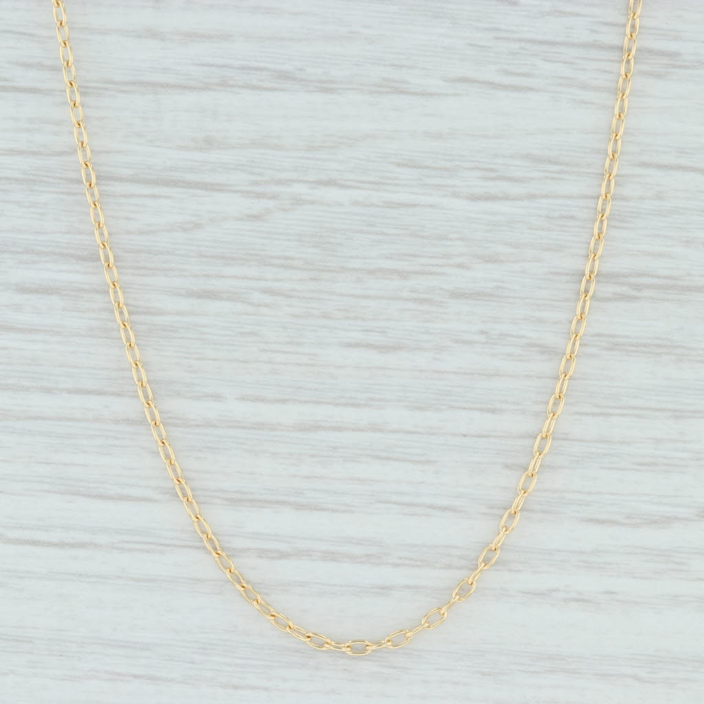 Light Gray New Cable Chain Necklace 14k Yellow Gold 16" 1.6mm Lobster Clasp