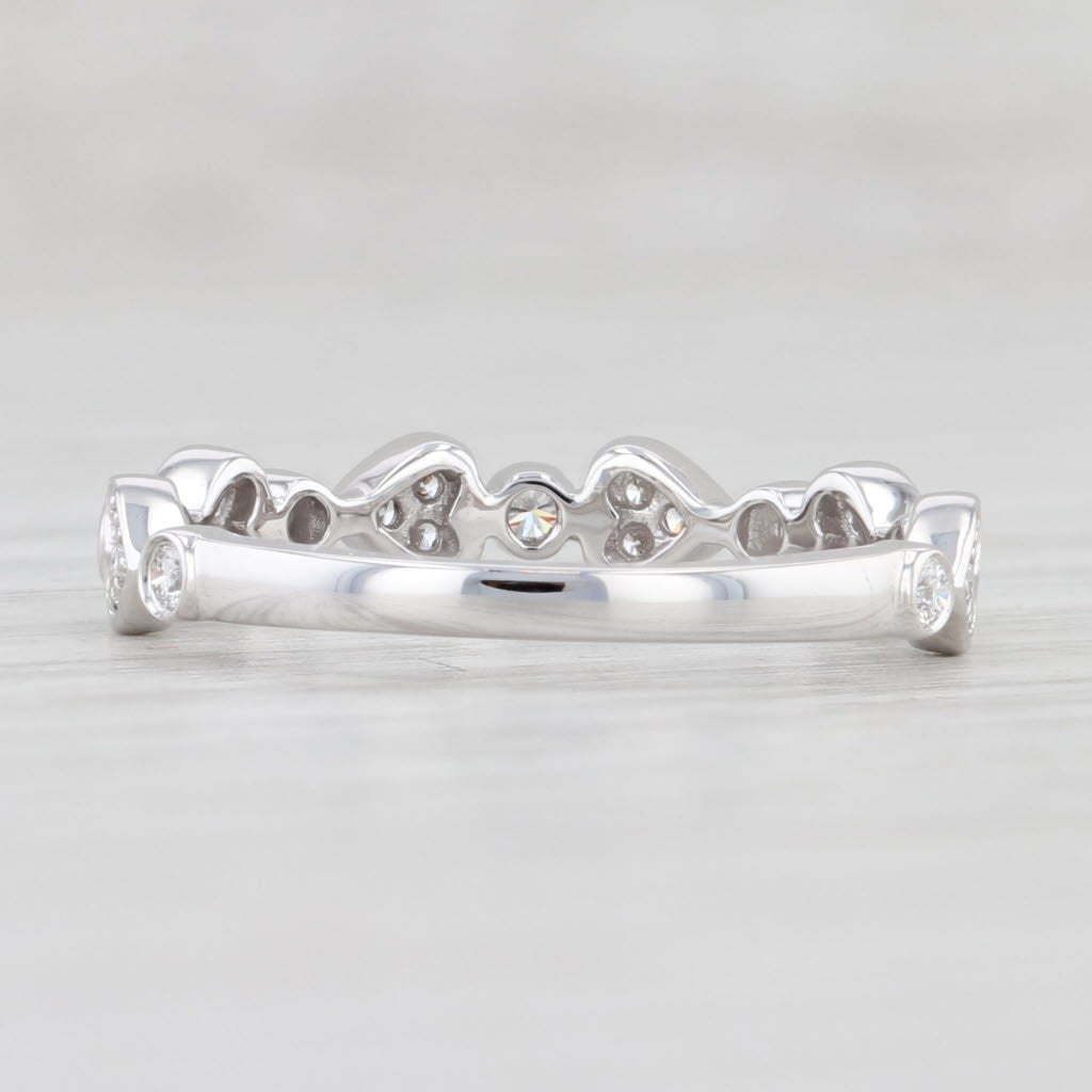 Light Gray New Diamond Hearts Stackable Ring 14k White Gold Wedding Band Size 6.5