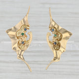 Light Gray Sapphire Emerald Hummingbird Earrings 18k Yellow Gold Bryant Bird Jewelry