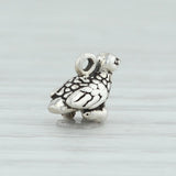 Light Gray 12 Days of Christmas Partridge & Pear Charm Sterling Silver 925 Holiday Bird
