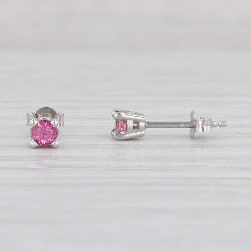 Light Gray New 0.20ctw Pink Tourmaline Stud Earrings 14k White Gold Round Solitaire Studs