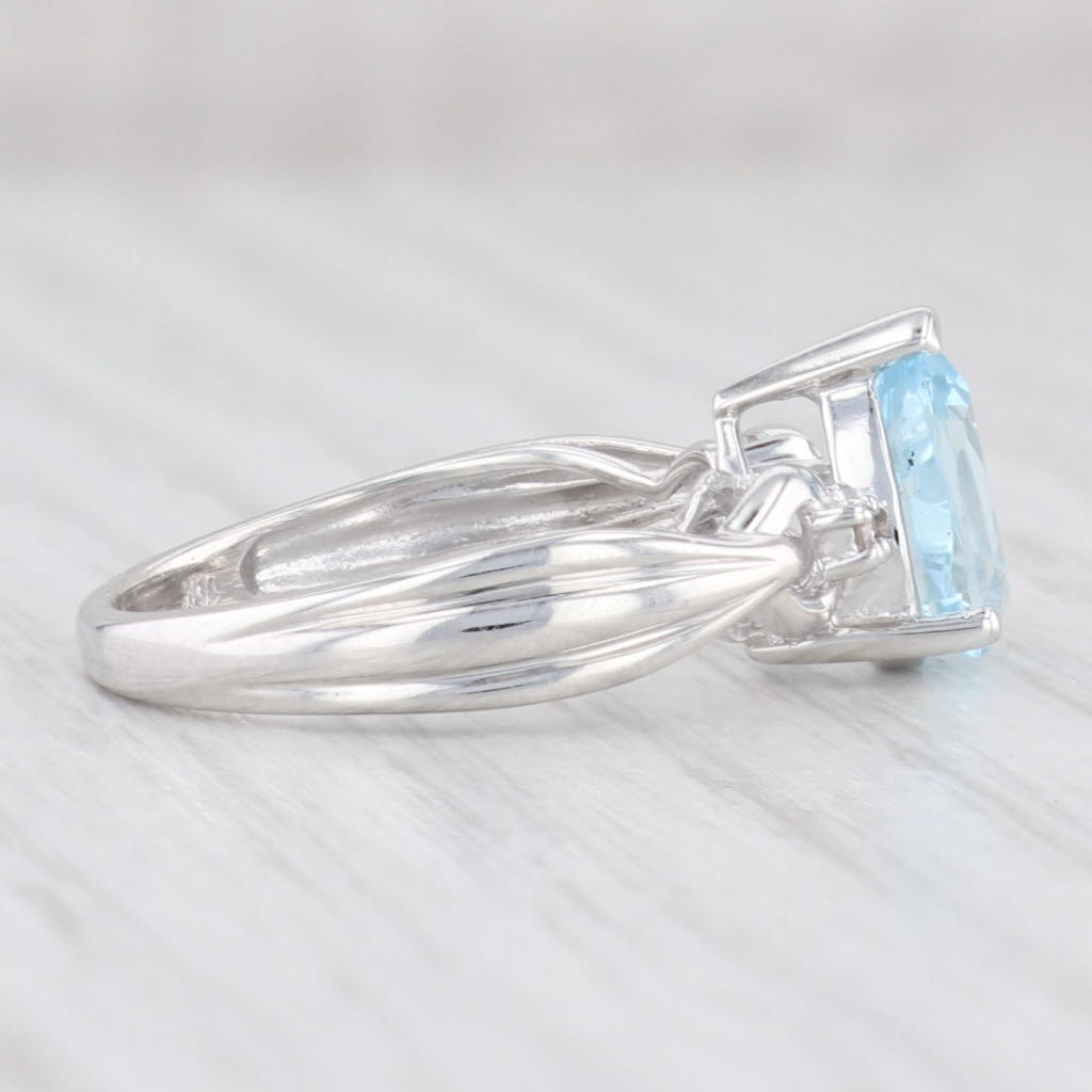 Light Gray 1.52ctw Pear Blue Topaz Diamond Ring 10k White Gold Size 6