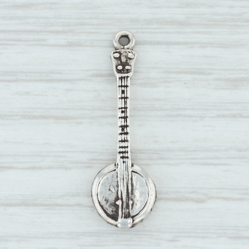 Light Gray Banjo Charm Sterling Silver 925 Blue Grass Music Our State North Carolina