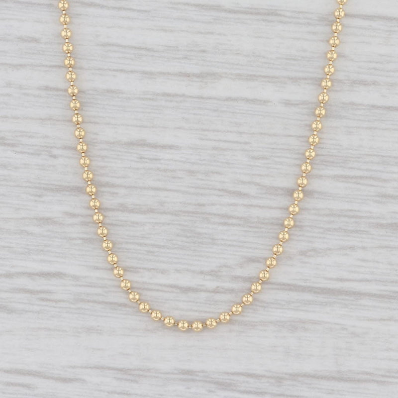 New Bead Chain Necklace 14k Yellow Gold 16" 1.5mm Lobster Clasp