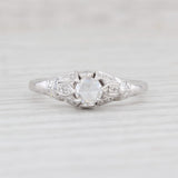 Light Gray New Rose Cut 0.35ctw Diamond Engagement Ring 14k White Gold Size 6.75 Solitaire
