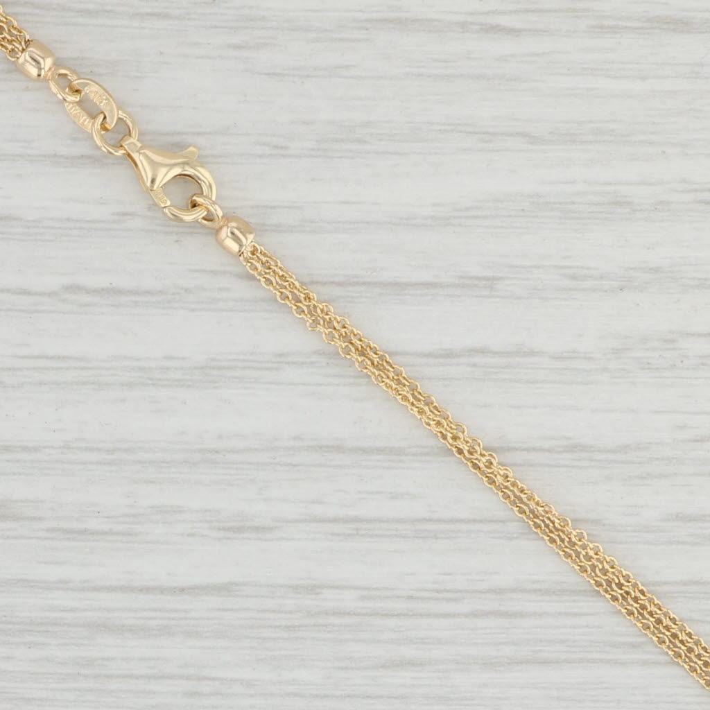 Light Gray New 3-Strand Cable Chain Necklace 14k Yellow Gold 18" Multi-Strand