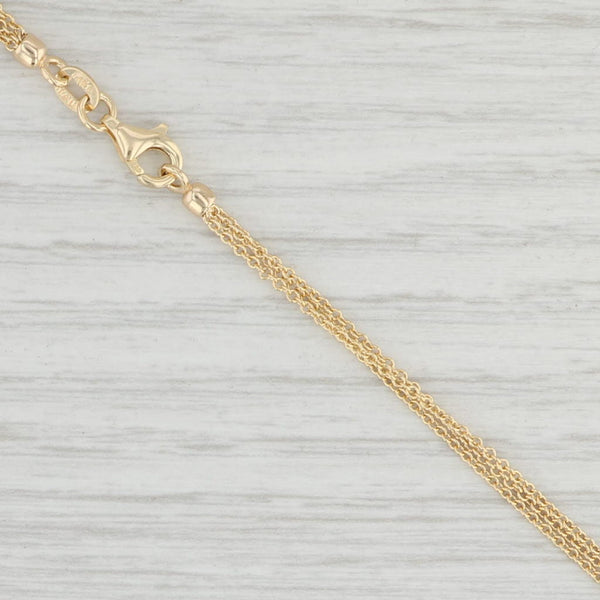 Light Gray New 3-Strand Cable Chain Necklace 14k Yellow Gold 16" Multi-Strand