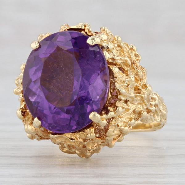 Light Gray 7.20ct Amethyst Oval Solitaire Ring 18k Yellow Gold Size 6 Gothic Floral